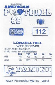 1989 Panini Stickers (UK) #112 Lonzell Hill Back