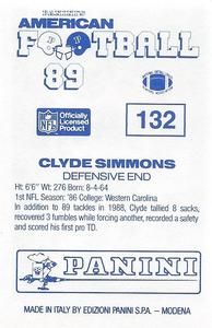 1989 Panini Stickers (UK) #132 Clyde Simmons Back