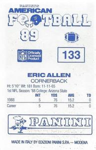 1989 Panini Stickers (UK) #133 Eric Allen Back