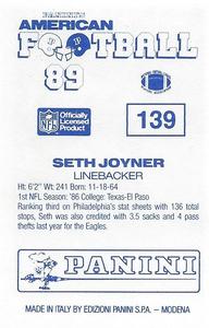 1989 Panini Stickers (UK) #139 Seth Joyner Back