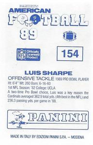 1989 Panini Stickers (UK) #154 Luis Sharpe Back