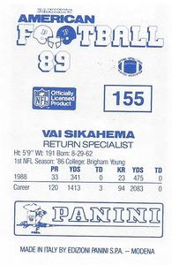 1989 Panini Stickers (UK) #155 Vai Sikahema Back