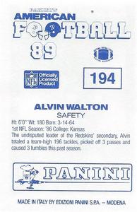 1989 Panini Stickers (UK) #194 Alvin Walton Back