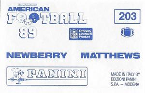 1989 Panini Stickers (UK) #203 Bruce Matthews / Tom Newberry Back