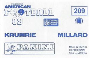 1989 Panini Stickers (UK) #209 Keith Millard / Tim Krumrie Back
