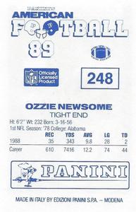 1989 Panini Stickers (UK) #248 Ozzie Newsome Back