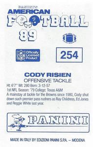 1989 Panini Stickers (UK) #254 Cody Risien Back
