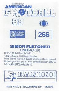 1989 Panini Stickers (UK) #266 Simon Fletcher Back