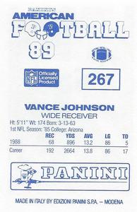 1989 Panini Stickers (UK) #267 Vance Johnson Back