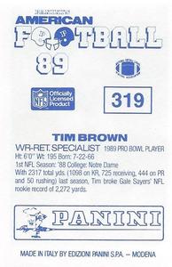 1989 Panini Stickers (UK) #319 Tim Brown Back