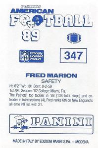 1989 Panini Stickers (UK) #347 Fred Marion Back