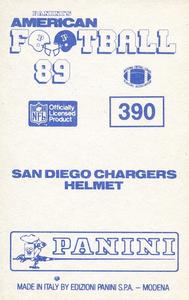 1989 Panini Stickers (UK) #390 San Diego Chargers Helmet Back