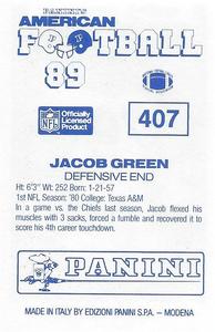 1989 Panini Stickers (UK) #407 Jacob Green Back