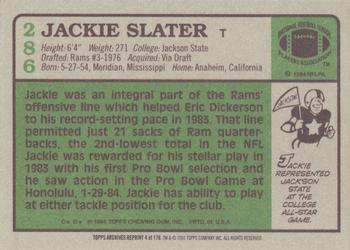 2001 Topps Archives #4 Jackie Slater Back