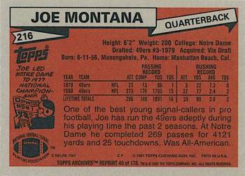 2001 Topps Archives #40 Joe Montana Back