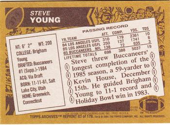 2001 Topps Archives #83 Steve Young Back