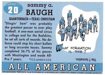 2001 Topps Archives #88 Sammy Baugh Back