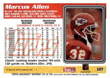 2001 Topps Archives #137 Marcus Allen Back