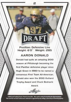 2014 Leaf Draft - Gold #2 Aaron Donald Back