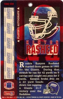 1994 Pro Tags #TAG 120 Kenyon Rasheed Back