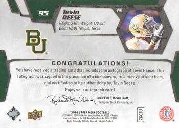2014 Upper Deck - Rookie Autographs #95 Tevin Reese Back