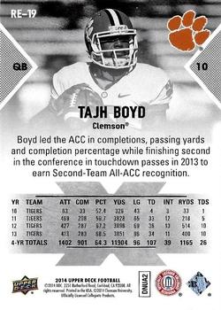 2014 Upper Deck - Rookie Exclusives #RE-19 Tajh Boyd Back