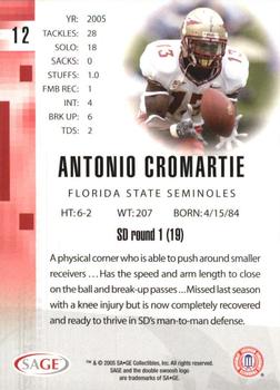 2006 SAGE #12 Antonio Cromartie Back