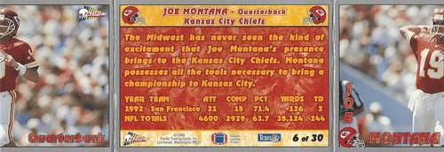 1993 Pacific Triple Folder #6 Joe Montana Back