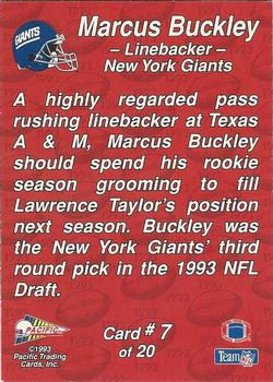 1993 Pacific Triple Folder - Rookies and Stars #7 Marcus Buckley Back