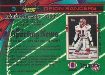 1991 Stadium Club - Super Bowl XXVI #3 Deion Sanders Back