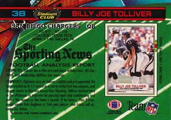 1991 Stadium Club - Super Bowl XXVI #38 Billy Joe Tolliver Back
