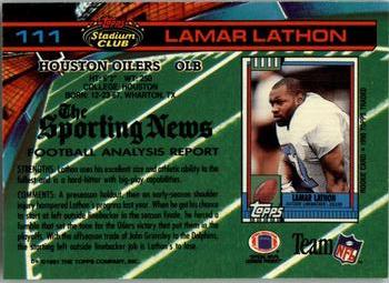 1991 Stadium Club - Super Bowl XXVI #111 Lamar Lathon Back