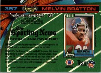 1991 Stadium Club - Super Bowl XXVI #357 Melvin Bratton Back