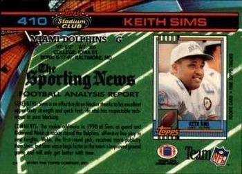 1991 Stadium Club - Super Bowl XXVI #410 Keith Sims Back