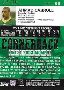 2004 Finest - Refractors #66 Ahmad Carroll Back