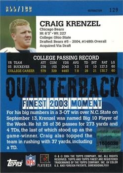 2004 Finest - Refractors #129 Craig Krenzel Back