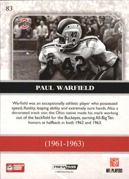 2009 Press Pass Legends #83 Paul Warfield Back
