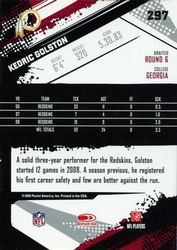 2009 Score #297 Kedric Golston Back