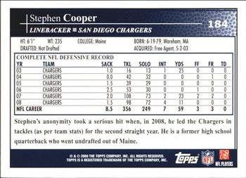 2009 Topps #184 Stephen Cooper Back