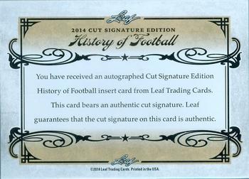2014 Leaf Best of Football - History of Football Cut Signatures #NNO Raymond Berry Back