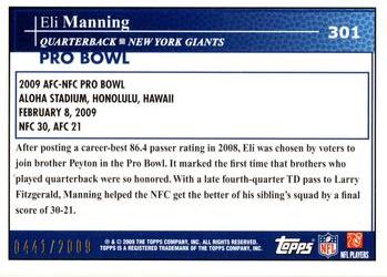 2009 Topps - Gold #301 Eli Manning Back