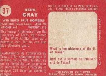 1958 Topps CFL #37 Herb Gray Back