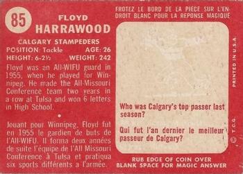 1958 Topps CFL #85 Floyd Harrawood Back