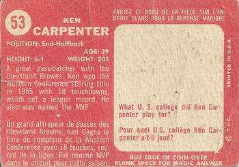 1958 Topps CFL #53 Ken Carpenter Back