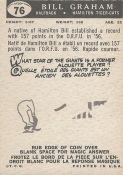 1959 Topps CFL #76 Bill Graham Back