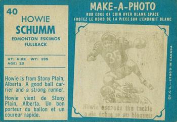 1961 Topps CFL #40 Howie Schumm Back