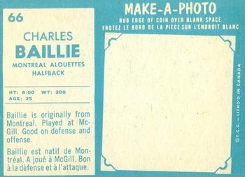 1961 Topps CFL #66 Charles Baillie Back