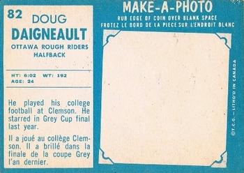 1961 Topps CFL #82 Doug Daigneault Back