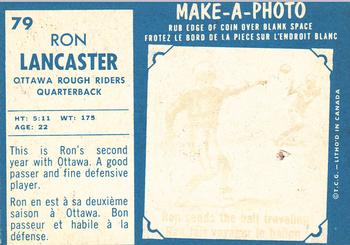 1961 Topps CFL #79 Ron Lancaster Back