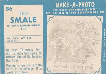 1961 Topps CFL #86 Ted Smale Back